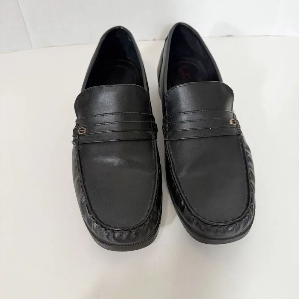 Dexter Comfort Men’s Faxton Black Faux Leather Formal Loafers Shoes Size 11 Wide